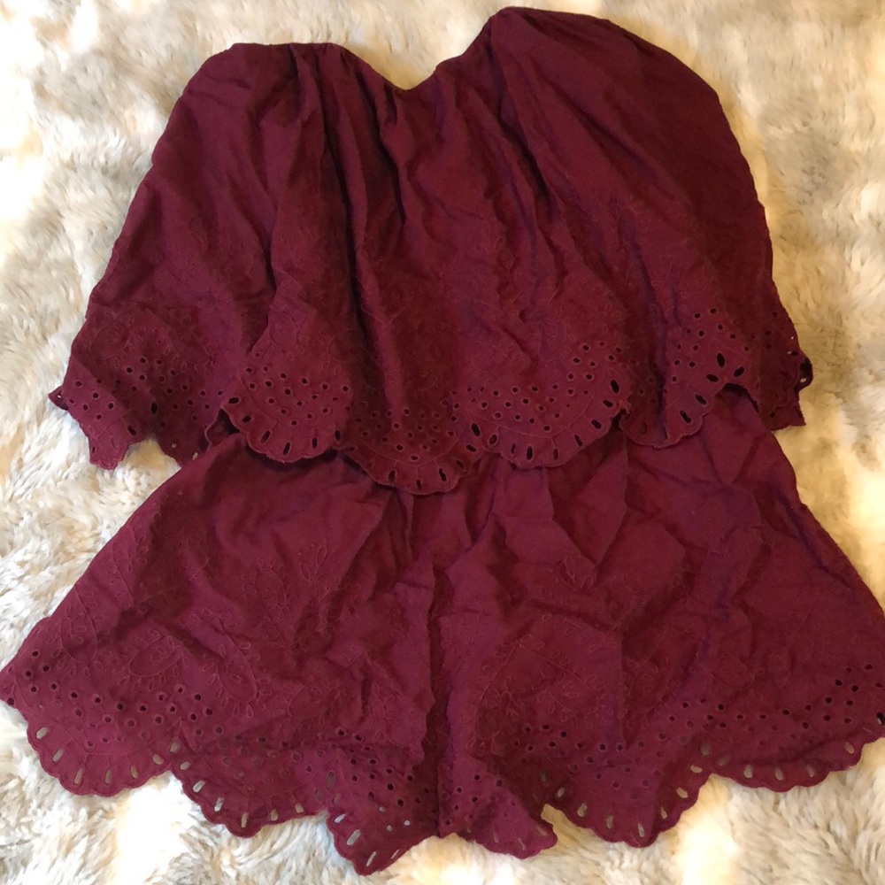 Burgundy H&M eyelet romper
